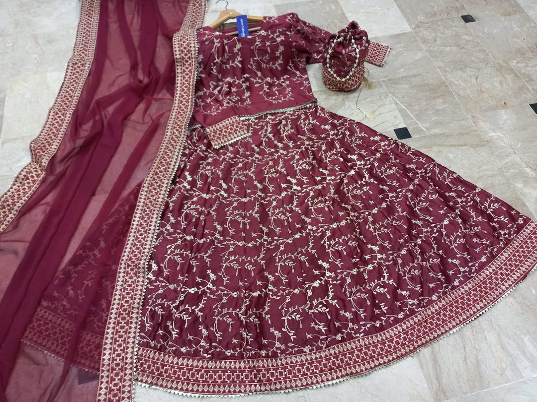 3 Pcs Women's Stitched Shamoz Silk Embroidered Maxi Suit