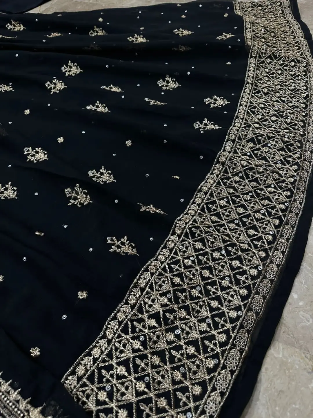 3 Pcs Women's Stitched Chiffon Embroidered Maxi Suit