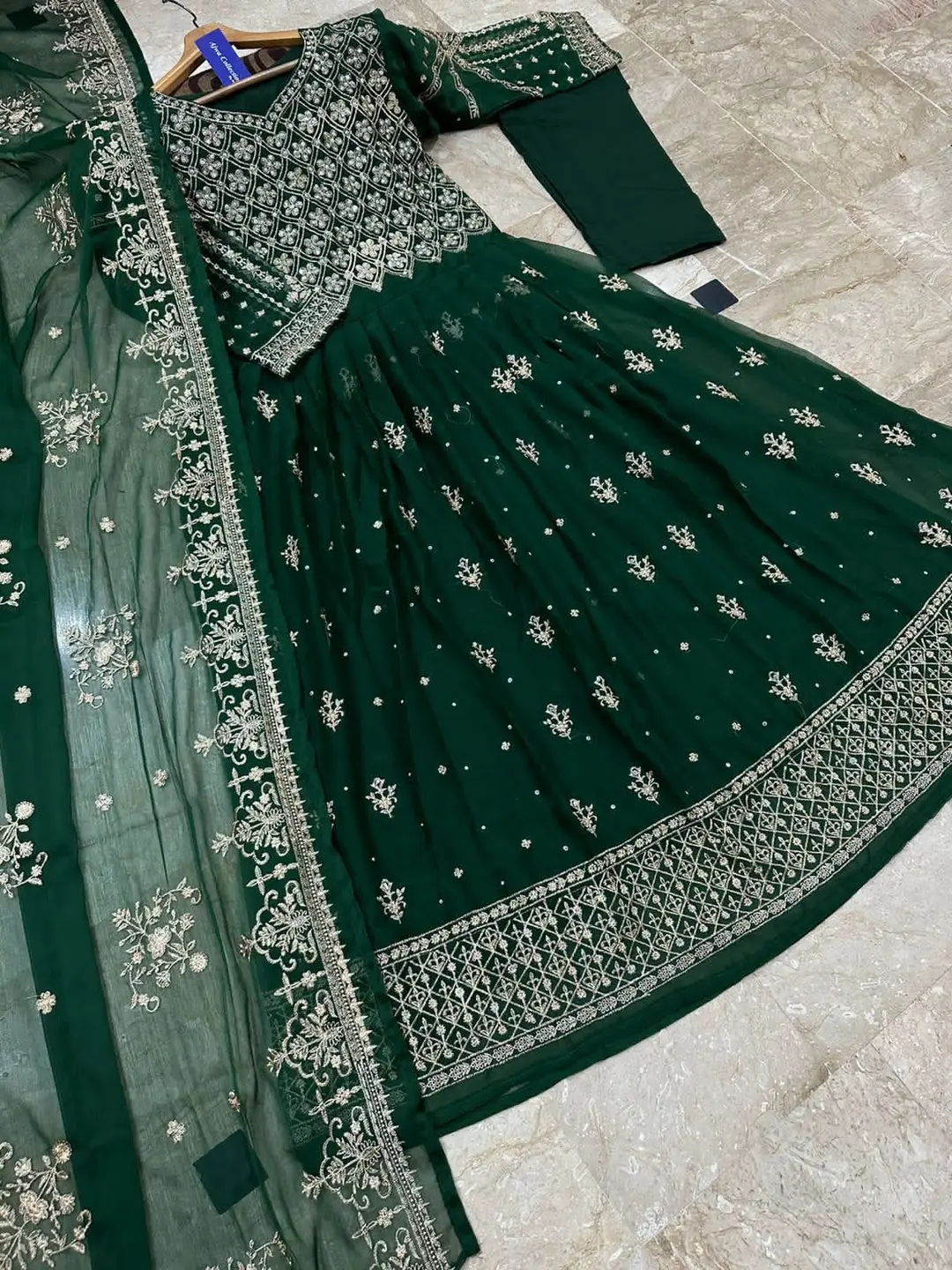 3 Pcs Women's Stitched Chiffon Embroidered Maxi Suit