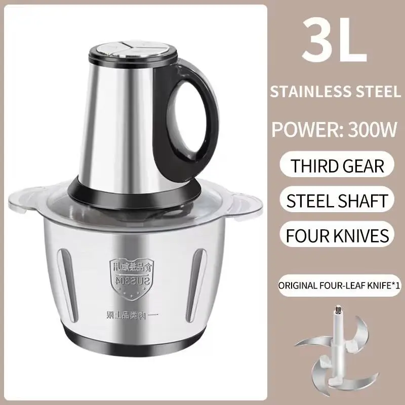 High Quality 3L Electric Chopper Machine Stainless Steel Bowl | 4 Sharp Blades | Meat Grinder & Qeema Maker | Food Processor | Vegetable Fruit Cutter | Powerful Kitchen Appliance