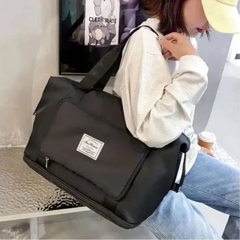 2 in 1 Folding Travel Bag – Large Capacity Waterproof Duffel Bag with Dry & Wet Separation