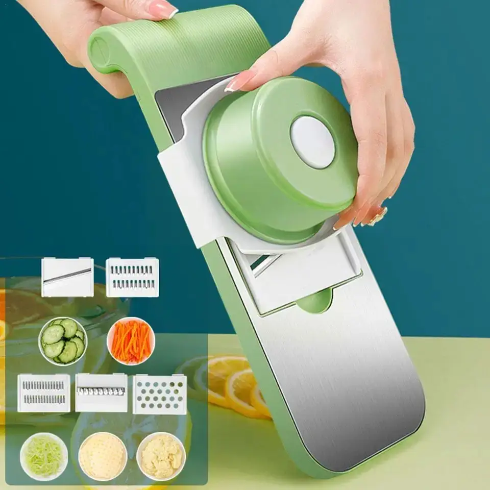 5 in 1 Vegetable Cutter & Slicer – Multifunctional Onion, Potato, Carrot & Garlic Cutter with Collection Bowl