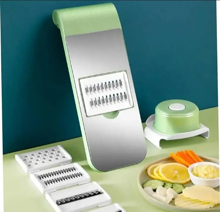 5 in 1 Vegetable Cutter & Slicer – Multifunctional Onion, Potato, Carrot & Garlic Cutter with Collection Bowl