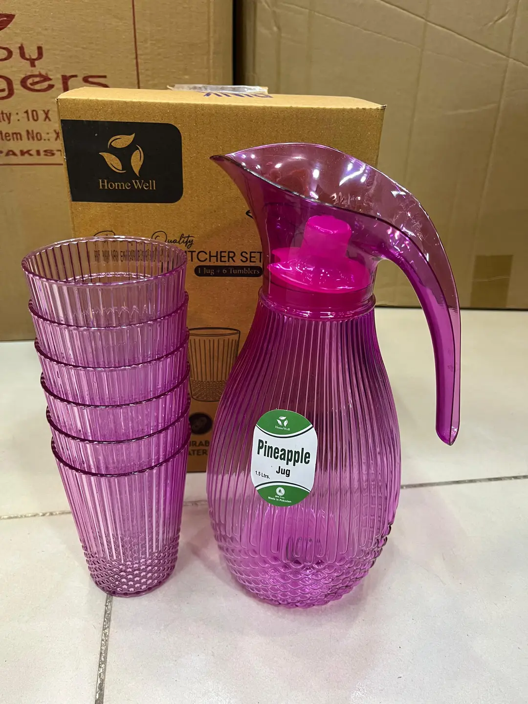 High Quality 7 Pcs Water Jug Set 6 Glasses 1 Jug | Crystal Plastic Juice Pitcher Set for Kitchen & Dining.