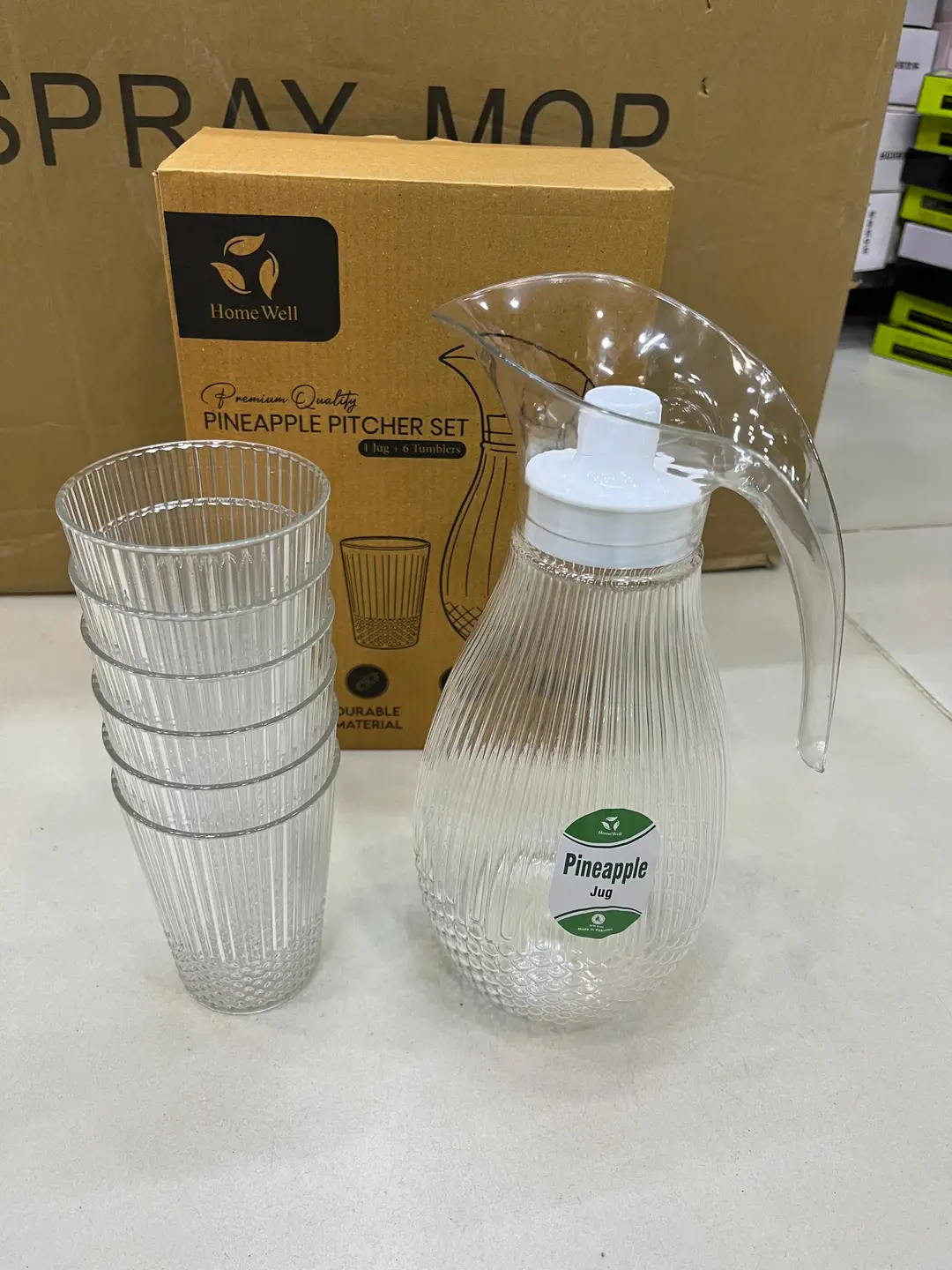 High Quality 7 Pcs Water Jug Set 6 Glasses 1 Jug | Crystal Plastic Juice Pitcher Set for Kitchen & Dining.
