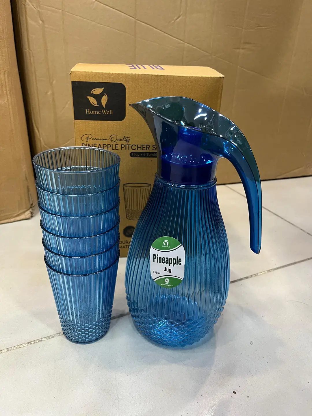 High Quality 7 Pcs Water Jug Set 6 Glasses 1 Jug | Crystal Plastic Juice Pitcher Set for Kitchen & Dining.