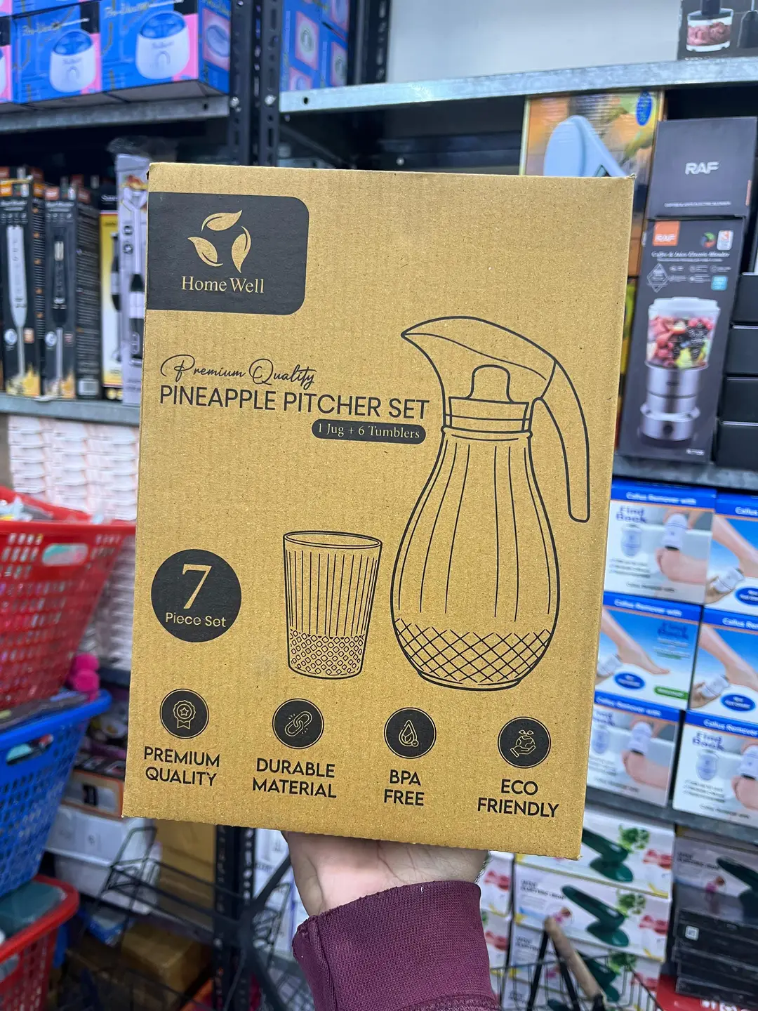 High Quality 7 Pcs Water Jug Set 6 Glasses 1 Jug | Crystal Plastic Juice Pitcher Set for Kitchen & Dining.