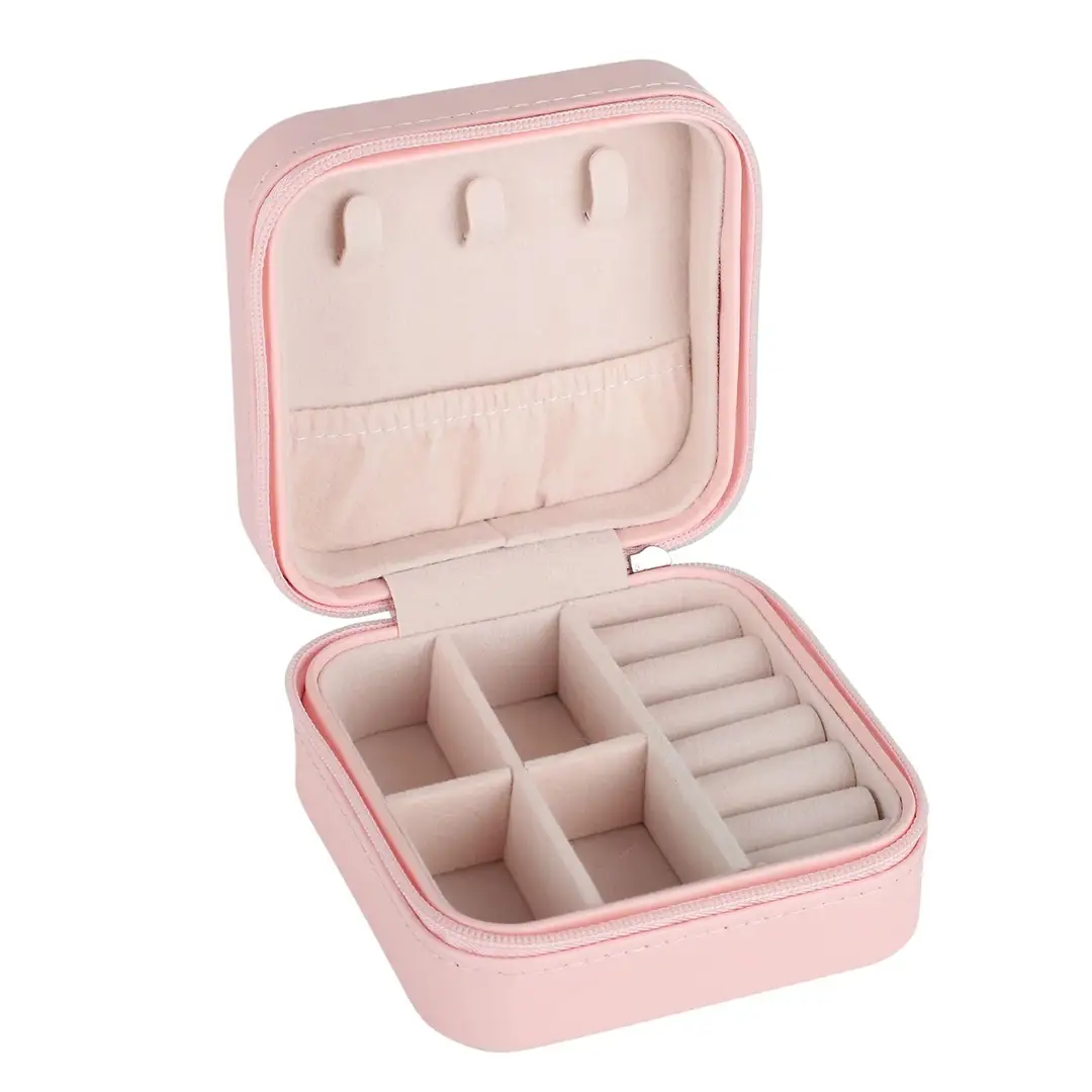 High Quality Leather Jewellery Organizer Box with Zipper | Ear Rings & Necklace_Bracelets Holder | Small Jewelry Box Vanity Hanger Stand Velvet