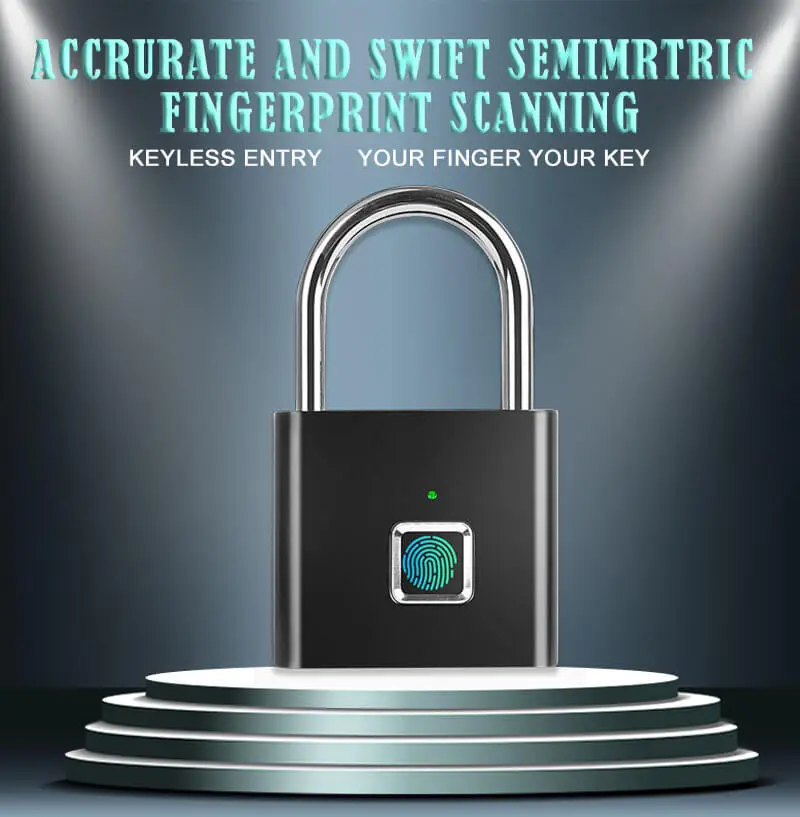 Smart Fingerprint Lock USB Rechargeable Biometric Padlock
