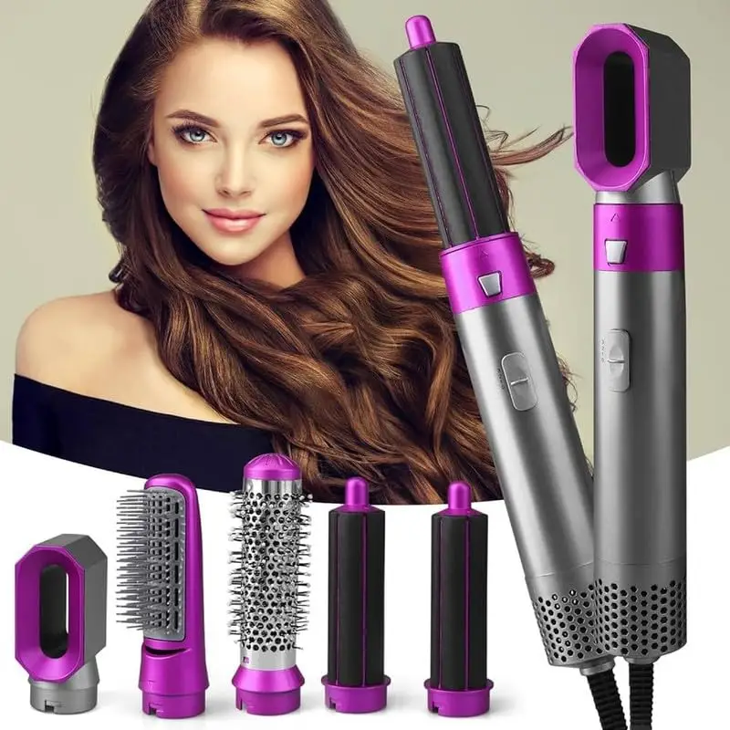 High Quality 5 in 1 Hot Air Hair Styler & Dryer Brush | Hair Straightener, Curler, Volumizer & One Step Blow Dryer | Multi-Function Hair Styling Tool