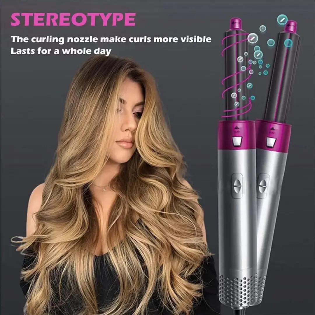 High Quality 5 in 1 Hot Air Hair Styler & Dryer Brush | Hair Straightener, Curler, Volumizer & One Step Blow Dryer | Multi-Function Hair Styling Tool