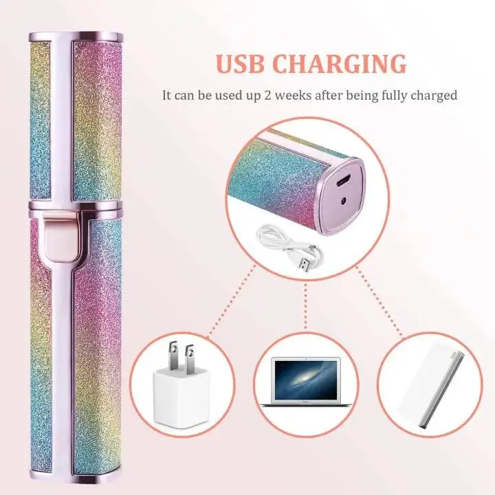 High Quality 2 in 1 Rechargeable Eyebrow Trimmer & Facial Hair Remover for Women | Painless Electric Ladies Shaver with LED Light | Portable Precision Face Razor for Eyebrows, Upper Lip, Chin, Nose & Bikini