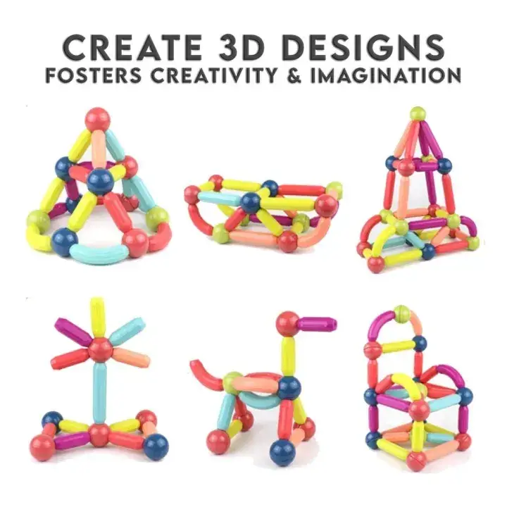 Magnetic Building Set for Kids 3+ Multicolor Plastic