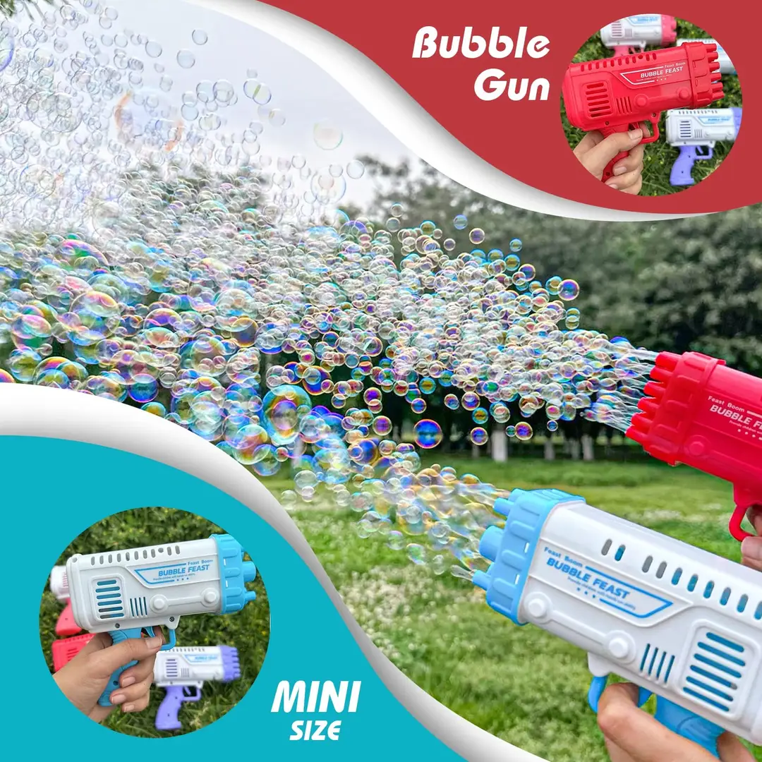 Electric Bubble Machine Toy for Kids | Automatic Bubble Maker with LED Lights | Battery Operated Bubble Blower for Outdoor Play, Birthday Parties & Family Fun