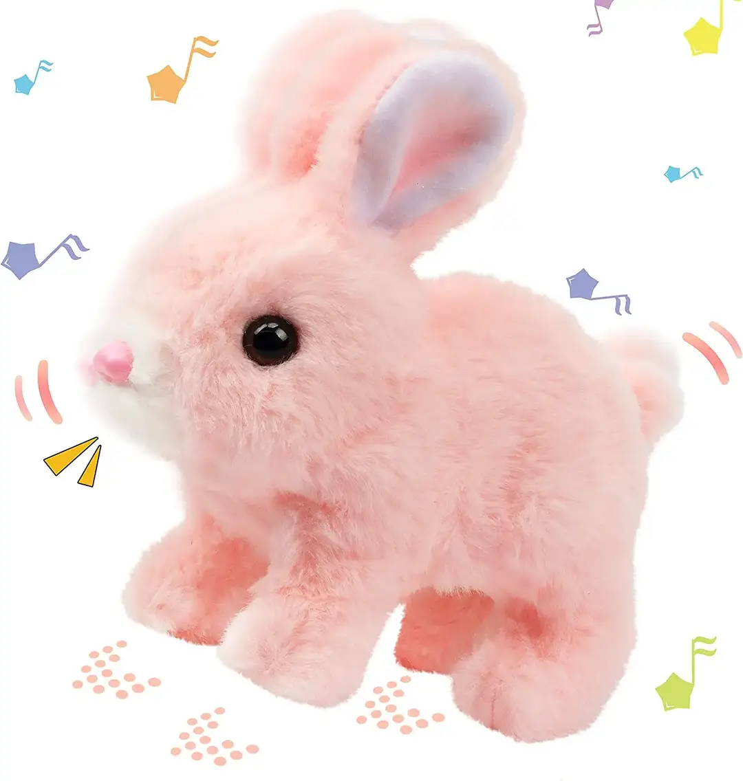 Plush Walking Rabbit Toy for Kids 1-10 Years | Battery Operated Bunny with Music, Walking & Ear Moving | Soft Stuffed Animal Gift