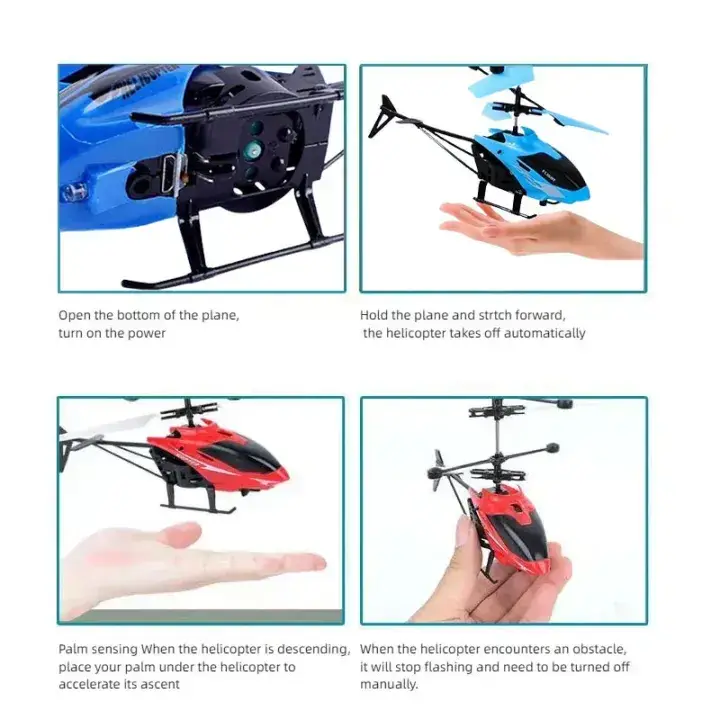 Hand Sensor Flying Helicopter Toy for Kids 1-12 Years | USB Rechargeable Infrared Hover Helicopter with LED Lights | Interactive Indoor Toy Gift
