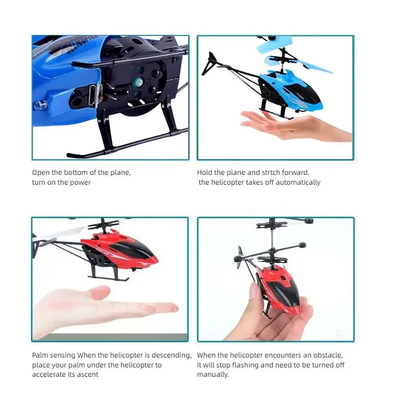 Hand Sensor Flying Helicopter Toy for Kids 1-12 Years | USB Rechargeable Infrared Hover Helicopter with LED Lights | Interactive Indoor Toy Gift