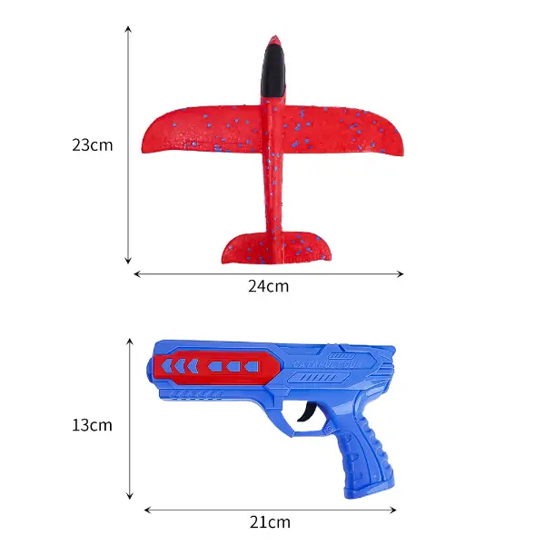 2-in-1 EVA Foam Glider Airplane Toy | Hand Throw Flying Plane with Launcher | Soft Outdoor Aircraft Toy for Kids | No Light | Without Box