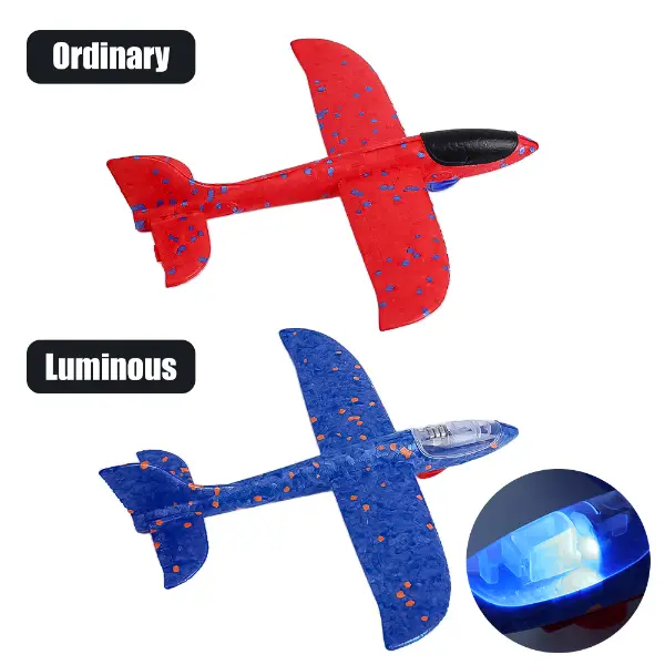 2-in-1 EVA Foam Glider Airplane Toy | Hand Throw Flying Plane with Launcher | Soft Outdoor Aircraft Toy for Kids | No Light | Without Box