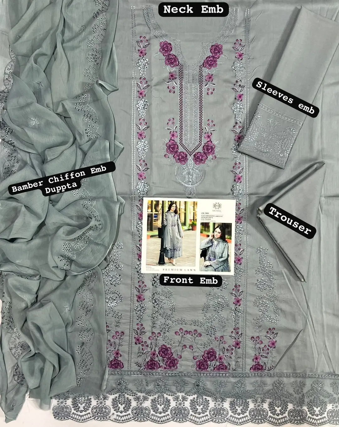 3 Pcs Women's Unstitched Embroidered Suit