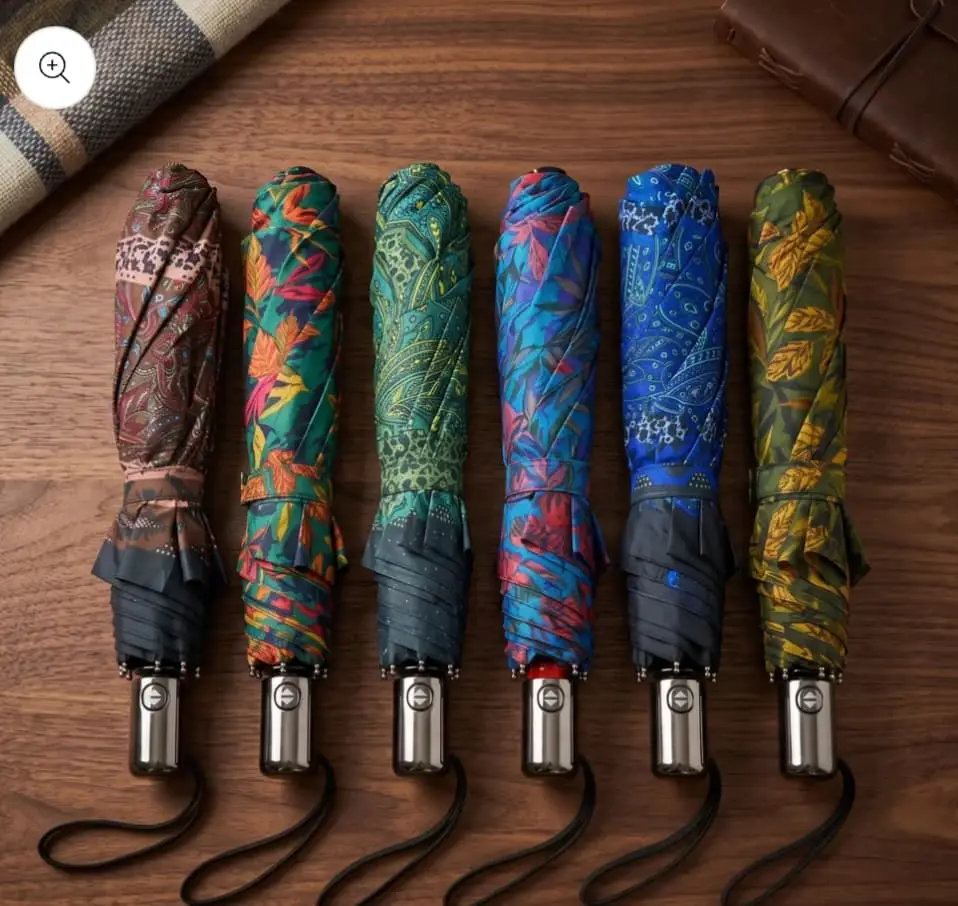 Smart Dual-Button Automatic Open & Close Travel Umbrella with Stylish Prints