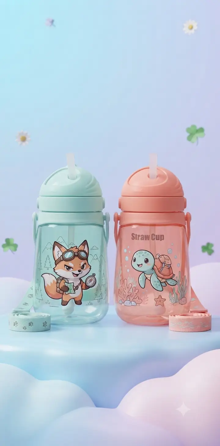 Adorable Bee Design Sipper – Cute Kids Portable Water Bottles with Straps