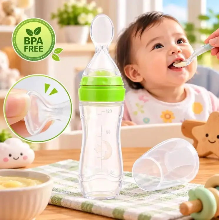 Silicone Baby Spoon Feeder Bottle for Infants & Toddlers