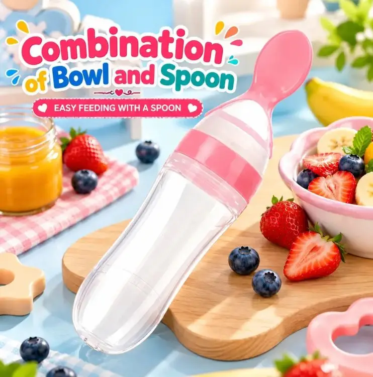 Silicone Baby Spoon Feeder Bottle for Infants & Toddlers