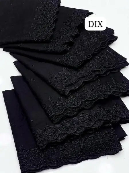 Women's Cotton Lawn Embroidered Border Shawl ( Black )