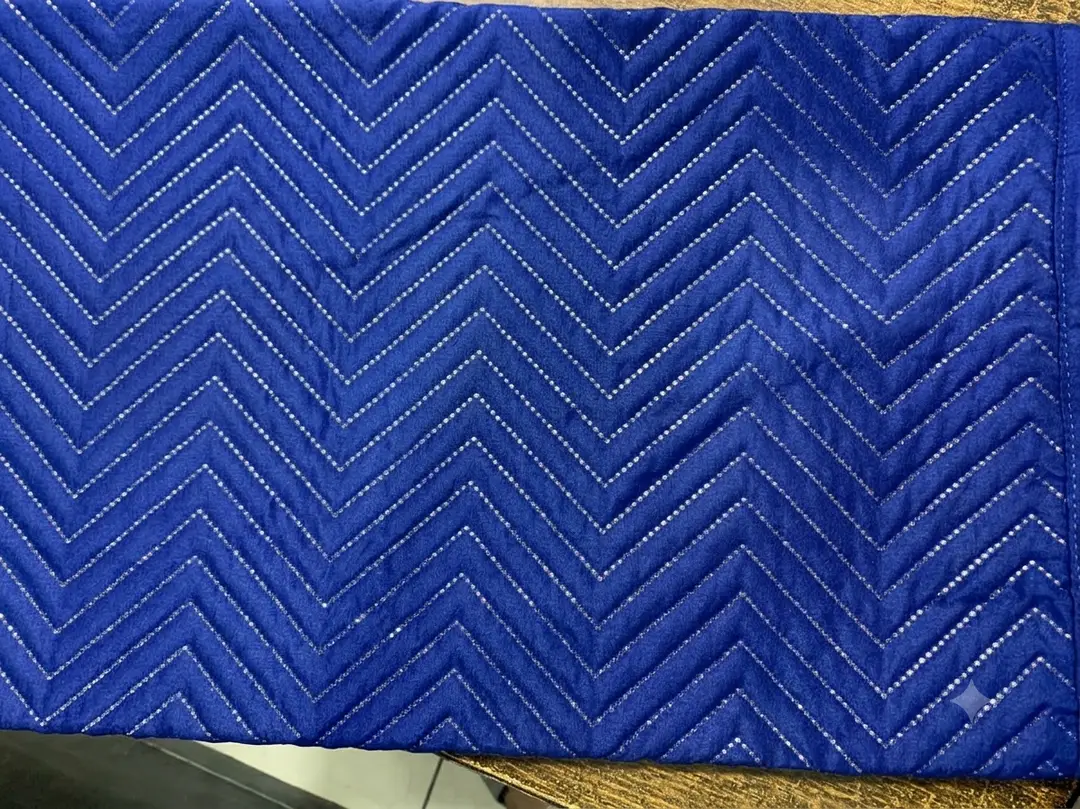 1 Pc Cotton Embroidered Fridge Liner Mat ( Blue )