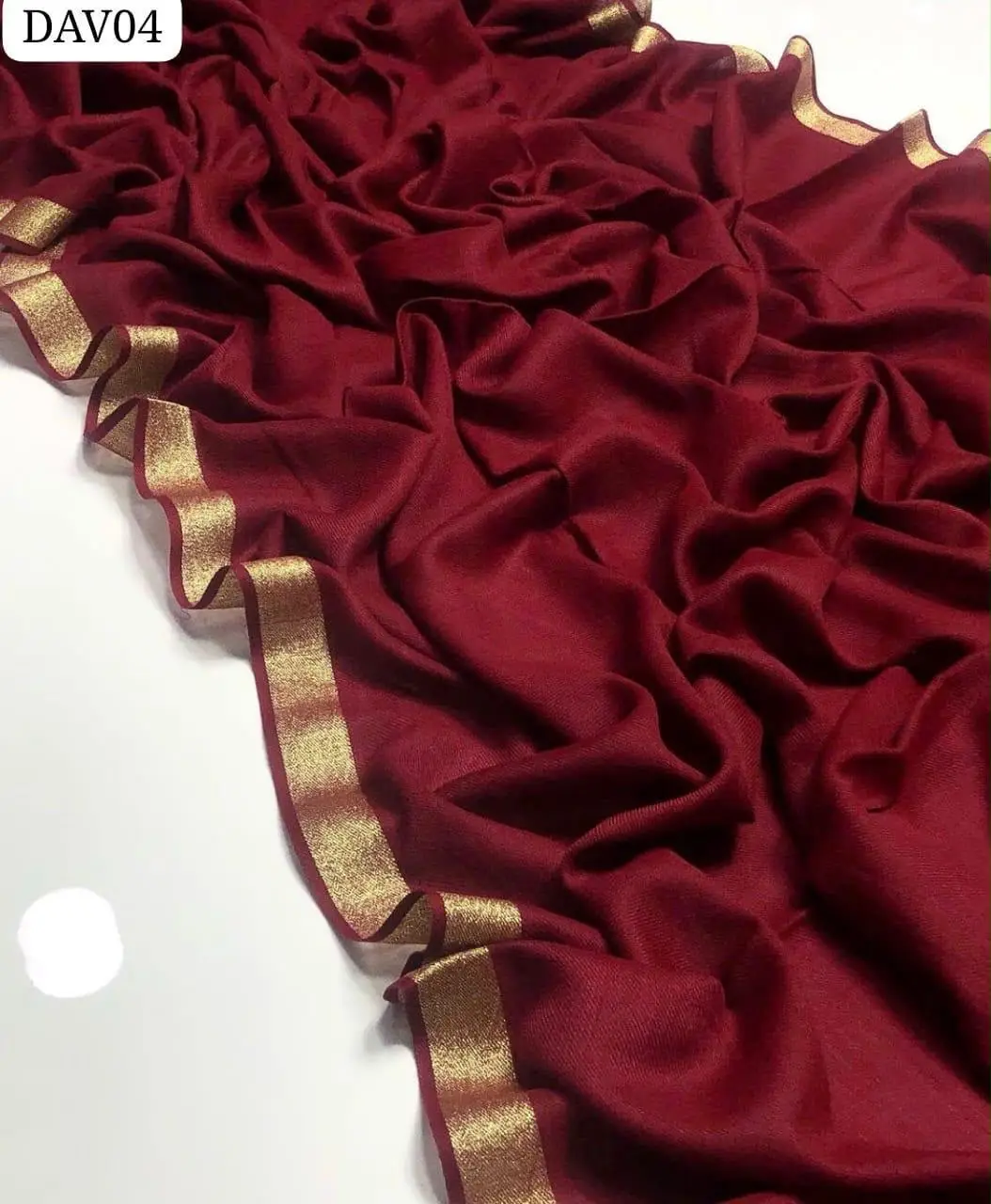 Women's Pashmina Wool Zari Tilla Shawl ( Maroon )