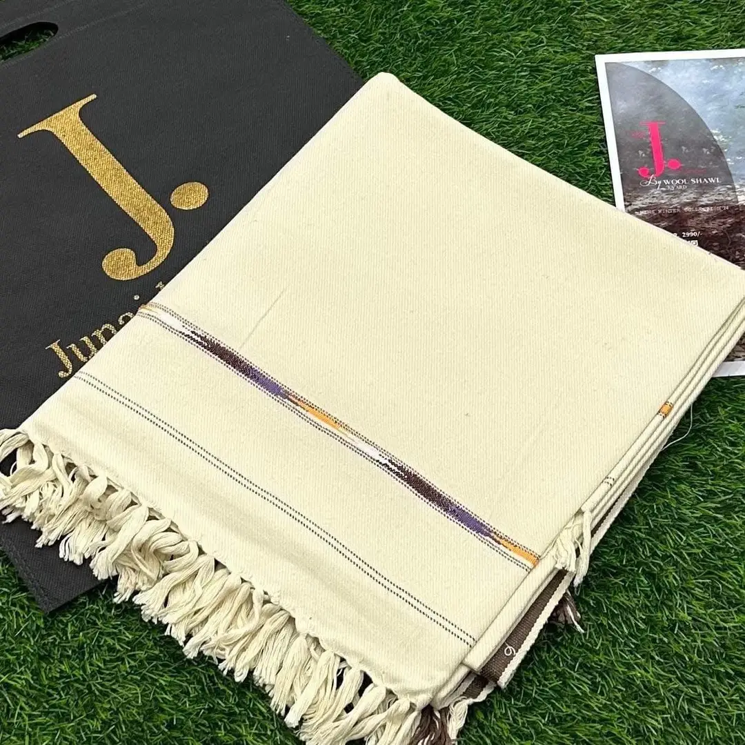 1 Pc Men's Wool Plain Shawl ( Off White )