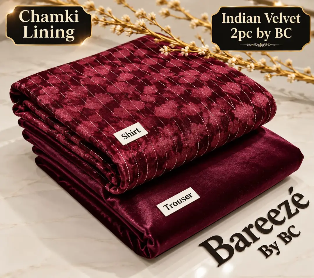2 Pc Indian velvet  ( Chamki lining velvet ) Maroon