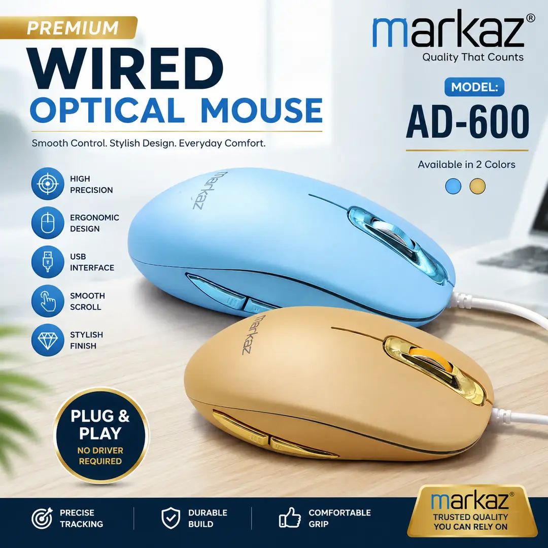 Wired Optical Mouse | USB Mouse | Ergonomic Design | Smooth Scroll | Plug & Play
