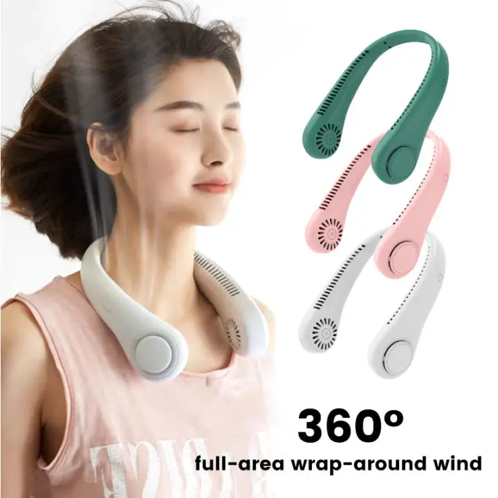 U-Shaped Neck Fan Black ABS Lightweight Portable
