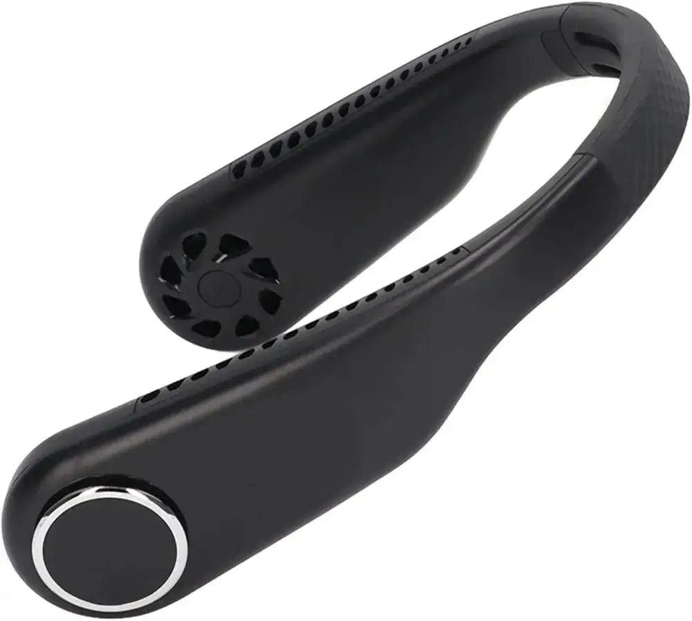U-Shaped Neck Fan Black ABS Lightweight Portable