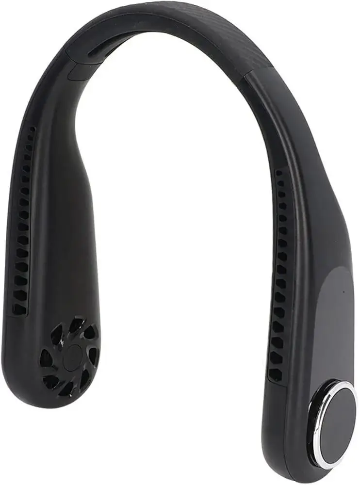 U-Shaped Neck Fan Black ABS Lightweight Portable