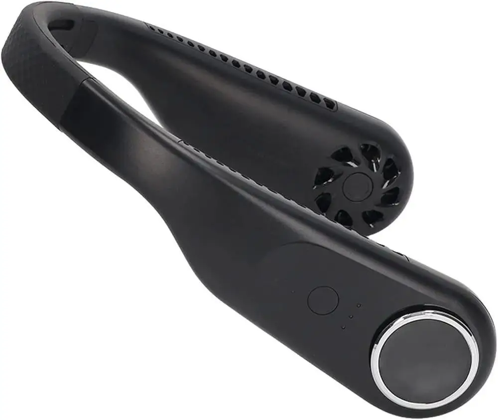 U-Shaped Neck Fan Black ABS Lightweight Portable