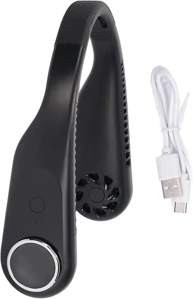 U-Shaped Neck Fan Black ABS Lightweight Portable