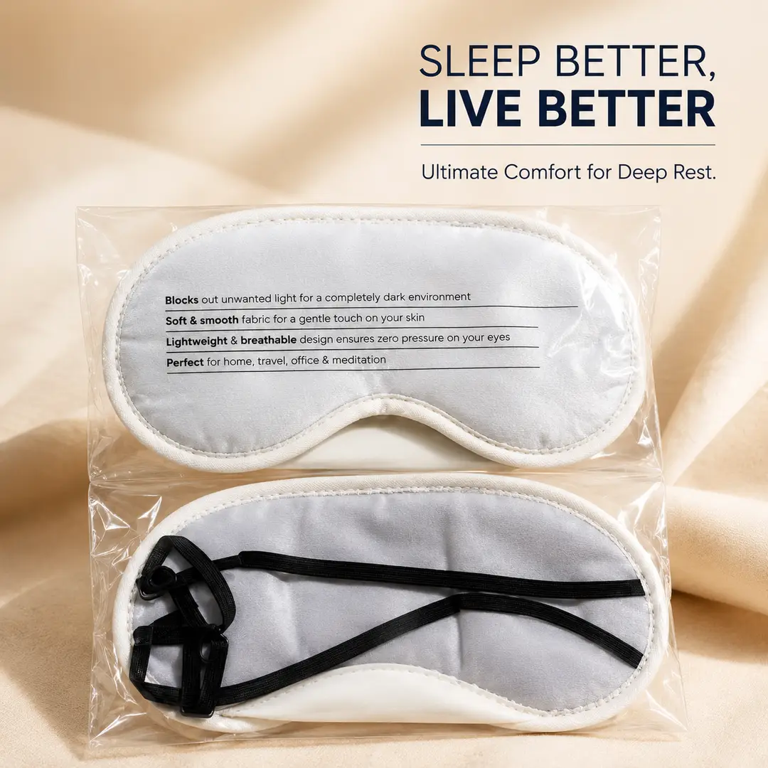 Soft Padded 3D Sleep Eye Mask Premium Blindfold Mask with Adjustable Strap