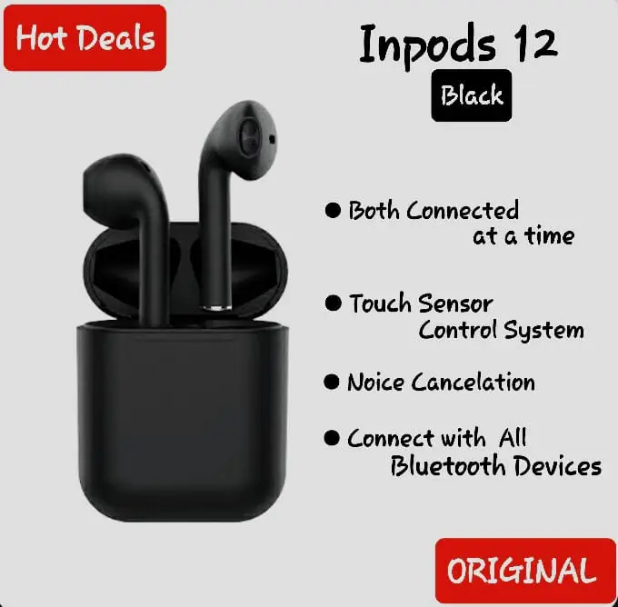 i12 TWS Wireless Earbuds | Bluetooth Earphones with Charging Case | Touch Control | HD Stereo Sound