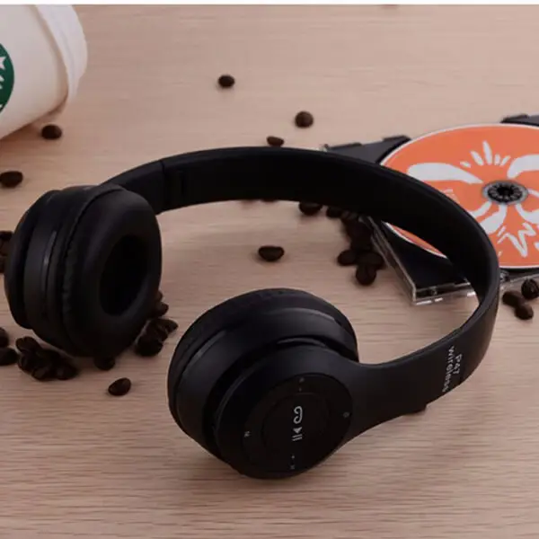 New P47 Wireless Headphones Black Fast Charge Battery