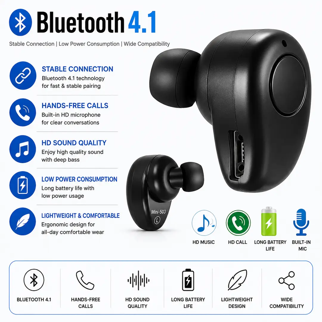 Wireless In-Ear Invisible Earbuds Handsfree Headset Stereo Headset
