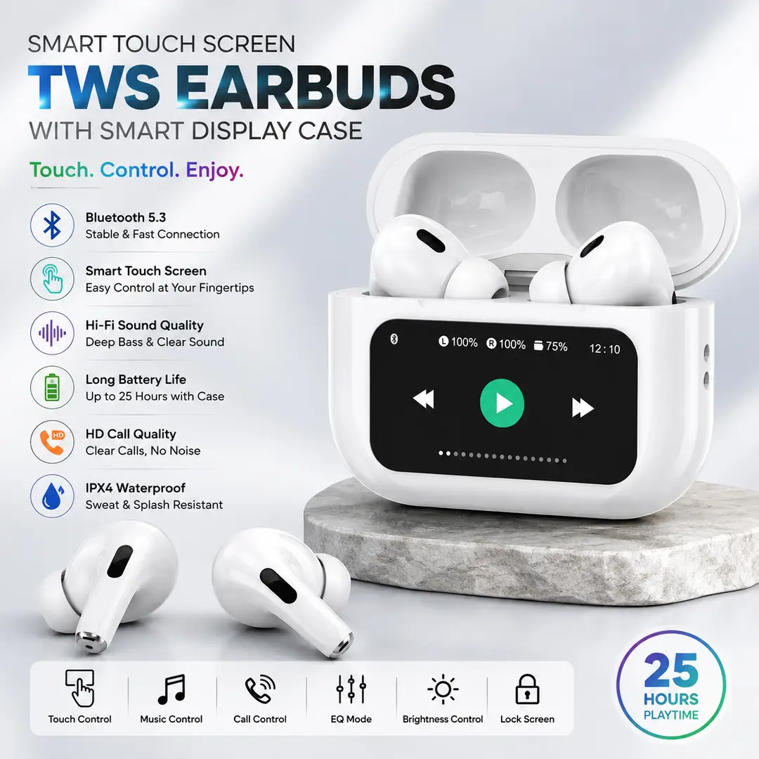 A9 pro  Black Wireless Earbuds and Smart Charging Case