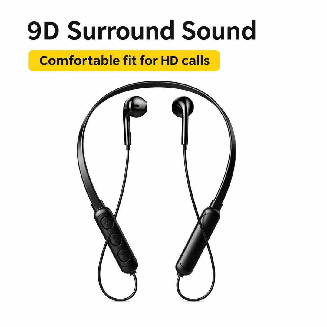 Wireless Neckband Earphones – 9D Surround Sound