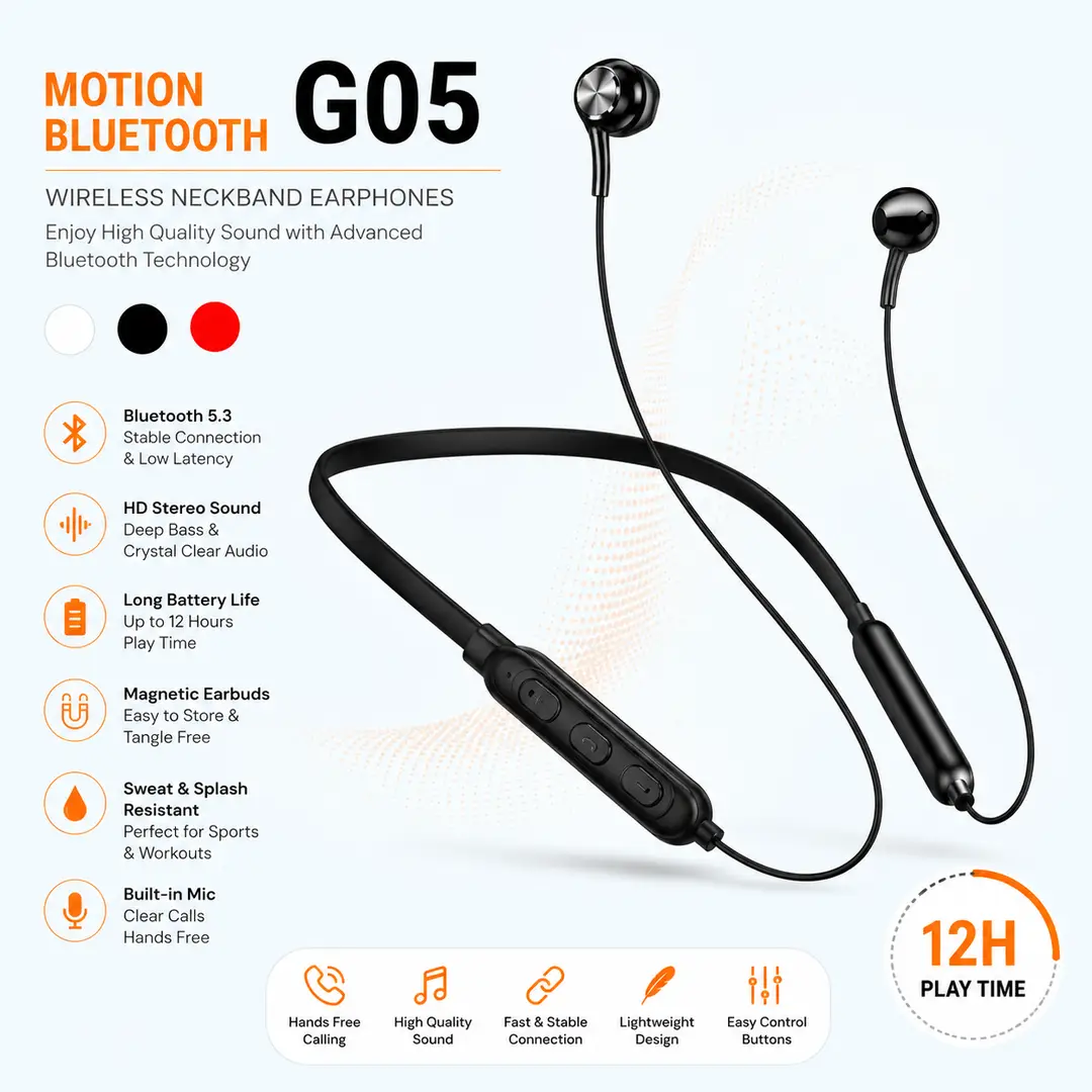 New Neckband G05 Hanging Neck ic IPX7 Waterproof Wireless Bluetooth Stereo Earphone