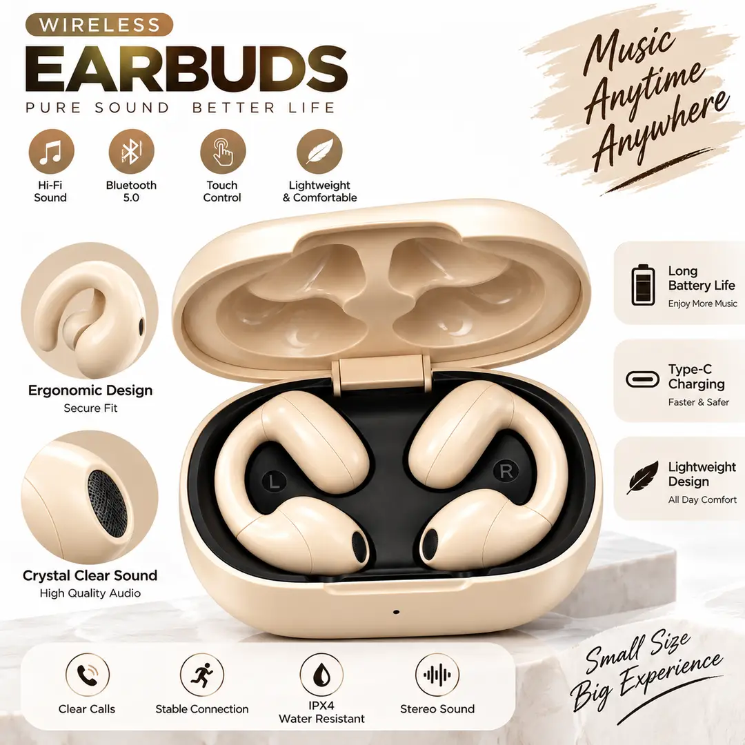 TWS Wireless Earbuds Bluetooth 5.0 – Stereo Sound & Charging Case