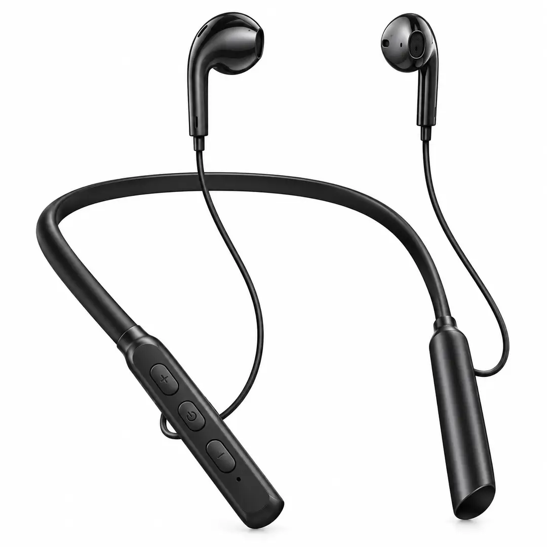 Neckband Bluetooth Wireless Earphones – Stereo Sound, Deep Bass, Built-in Mic & Long Battery Life