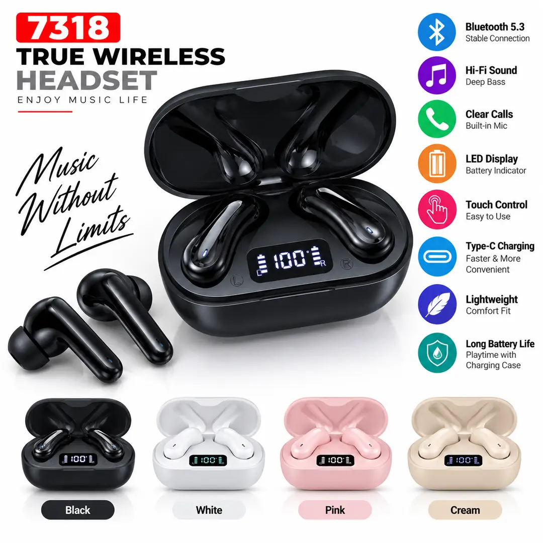 True Wireless Earbuds – Bluetooth 5.3, Hi-Fi Sound, Clear Calls & LED Battery Display