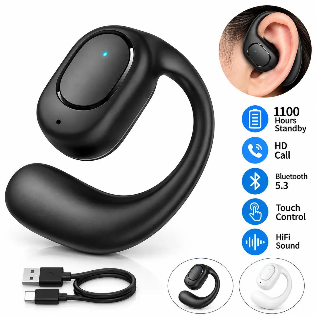 Bluetooth 5.3 Wireless Ear Hook Headset – Long Battery Life
